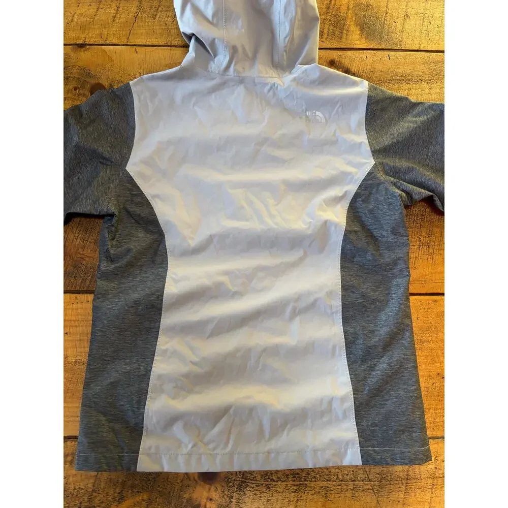 The North Face Girls Gray Full‎ Zip Windbreaker DryVent Hooded Jacket 14/16